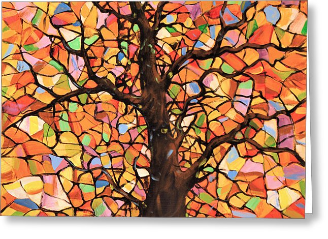 646x470 Original Abstract Tree Landscape Painting Stained Glass Tree - Stained Glass Window Painting