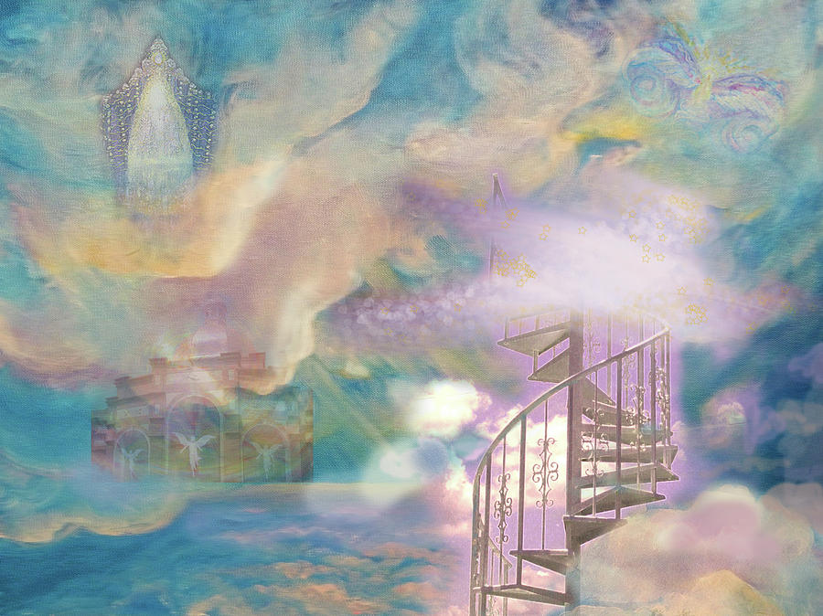 900x674 Stairway To Heaven Painting By Anne Cameron Cutri - Stairway To Heaven Painting