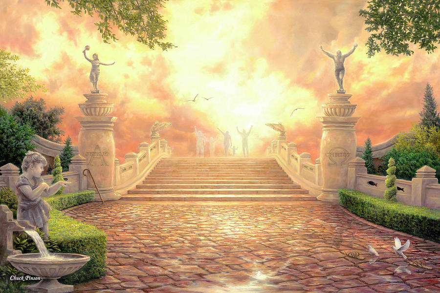 900x600 The Bridge Of Triumph Painting By Chuck Pinson - Stairway To Heaven Painting