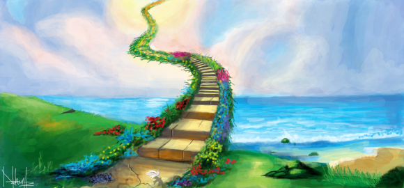 580x270 Stairway To Heaven By Nabellamalinka - Stairway To Heaven Painting