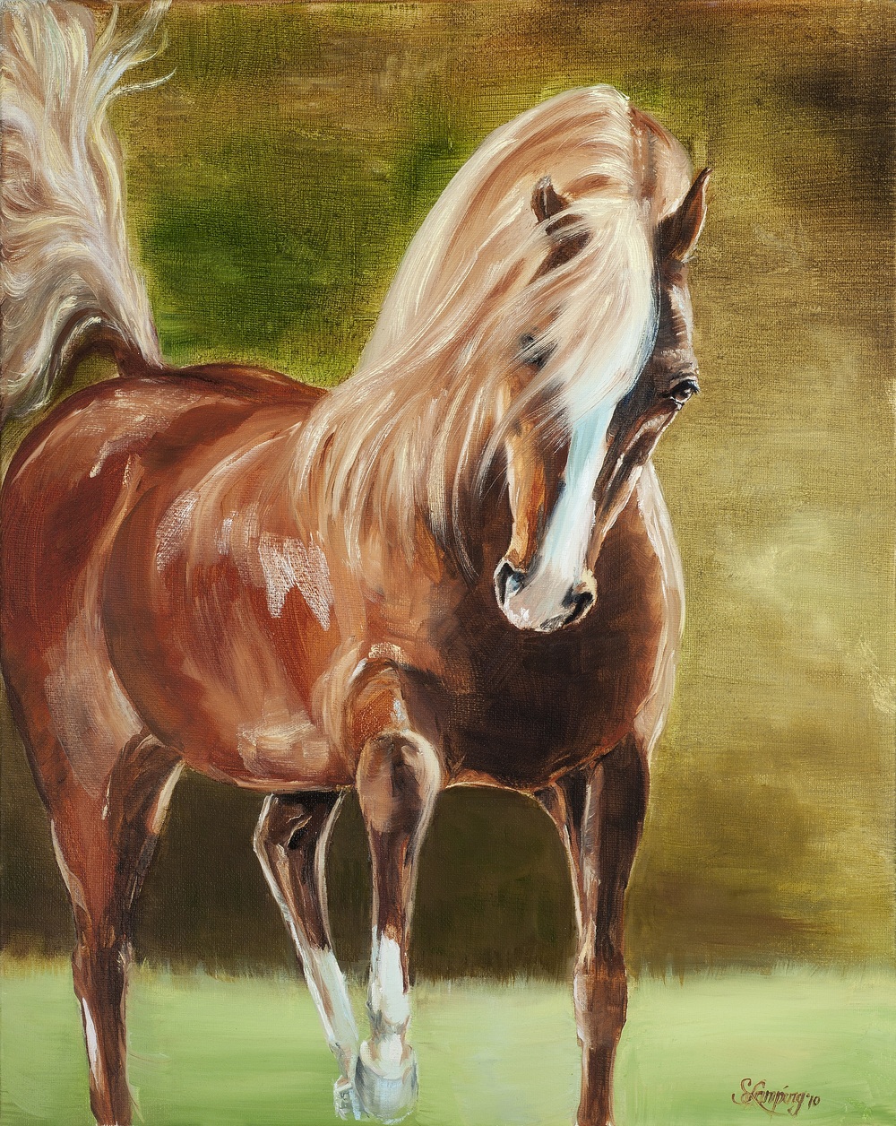 1000x1256 Padron, Arabian Horse Stallion, Original Oil Painting Sue - Stallion Painting