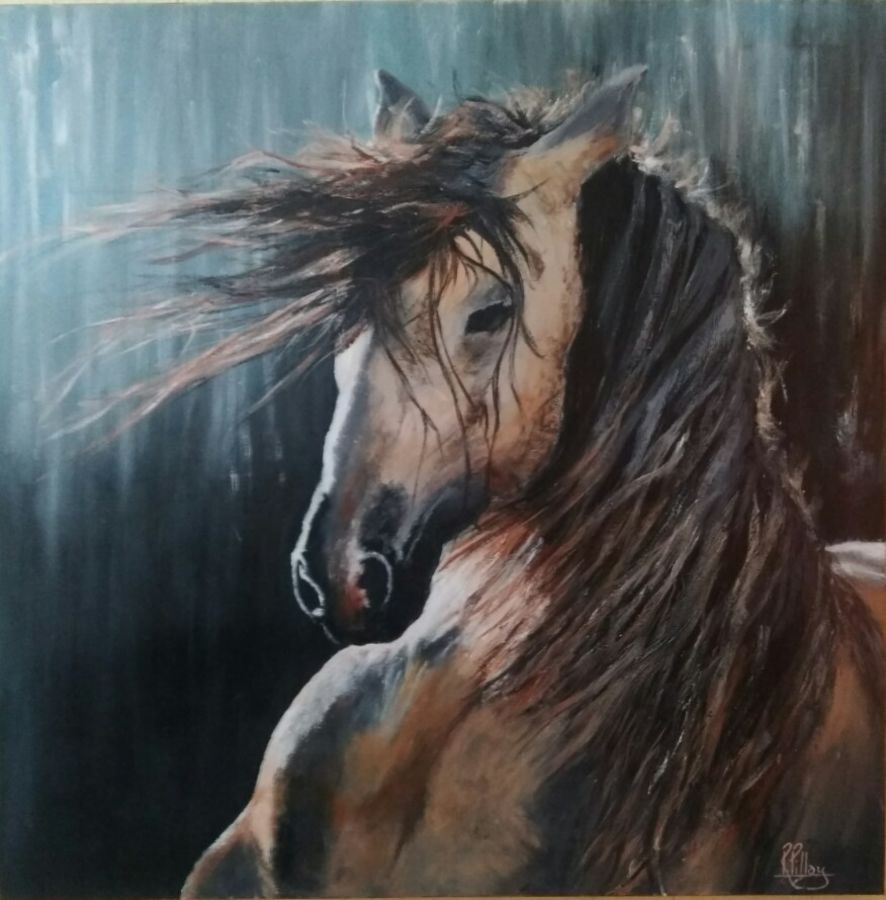 886x900 Stallion Painting By Artist Ravi Pillay - Stallion Painting