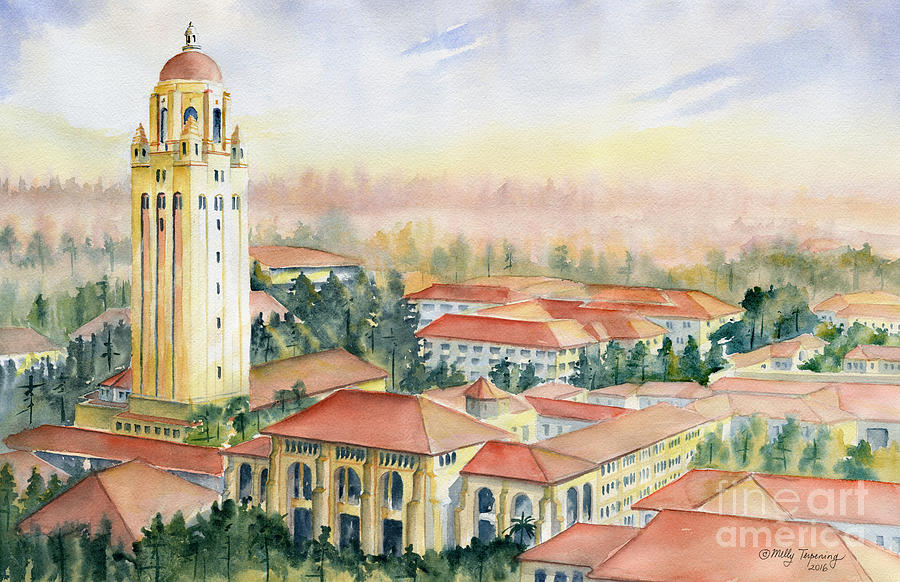 900x582 Stanford University California Painting By Melly Terpening - Stanford Painting