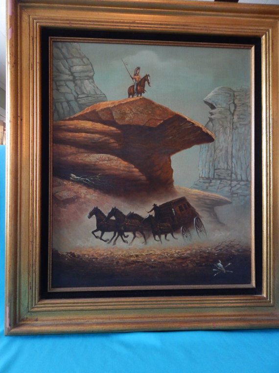 570x760 Vintage Original Oil Painting John Stanford Western Art - Stanford Painting