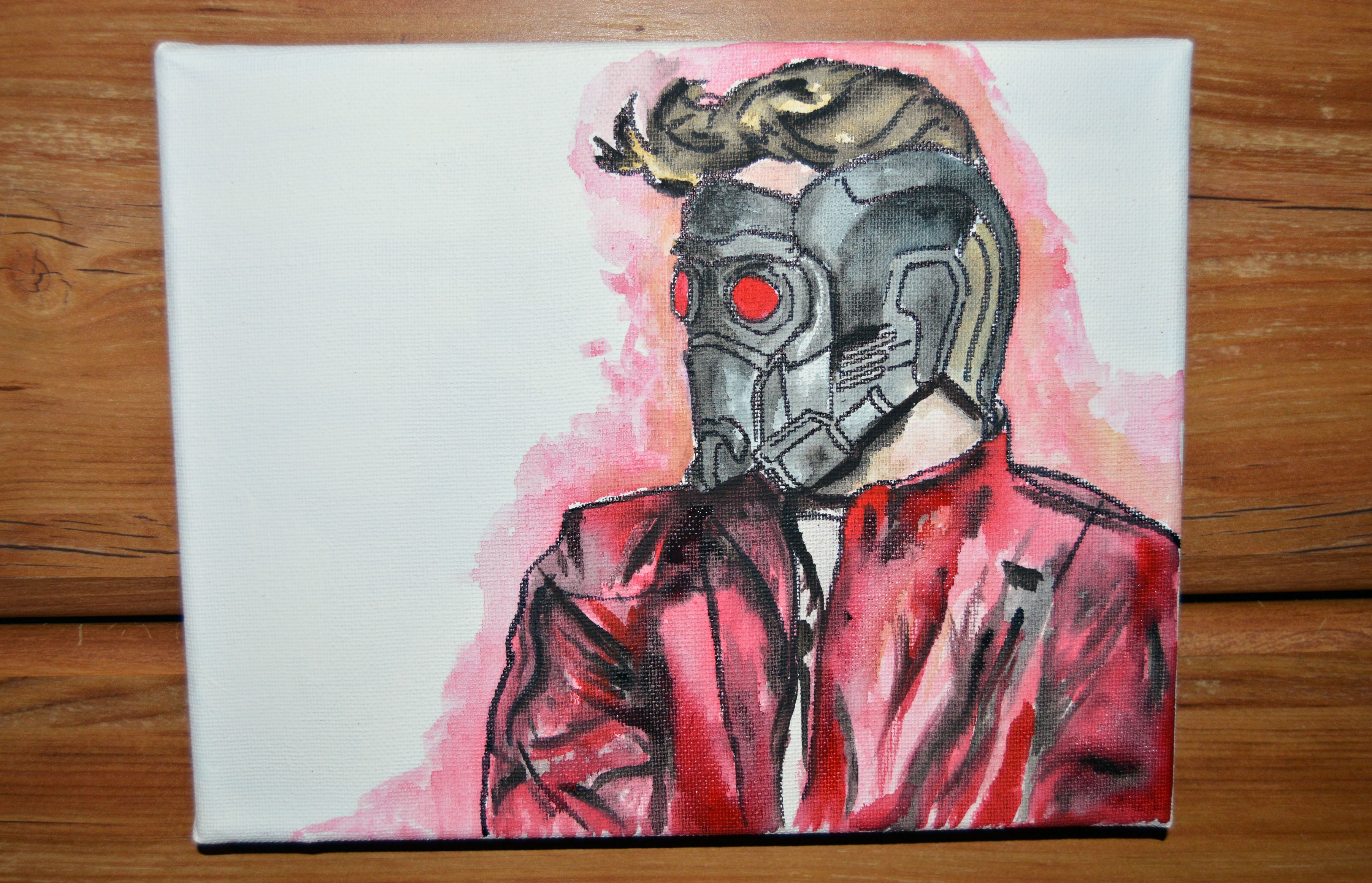 3609x2323 Aaaand A Watercolor Star Lord On Canvas Watercolor - Star Lord Painting