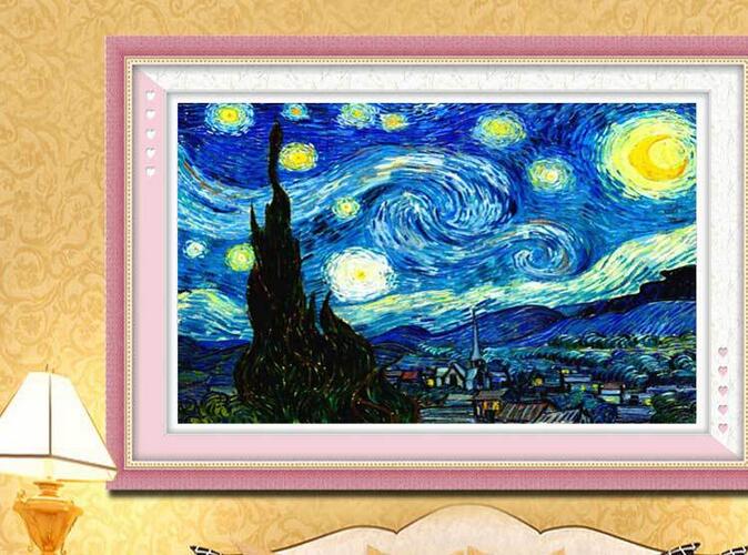 674x500 Diamond Star Starry Night Van Gogh Painting Landscapes Full - Star Night Painting