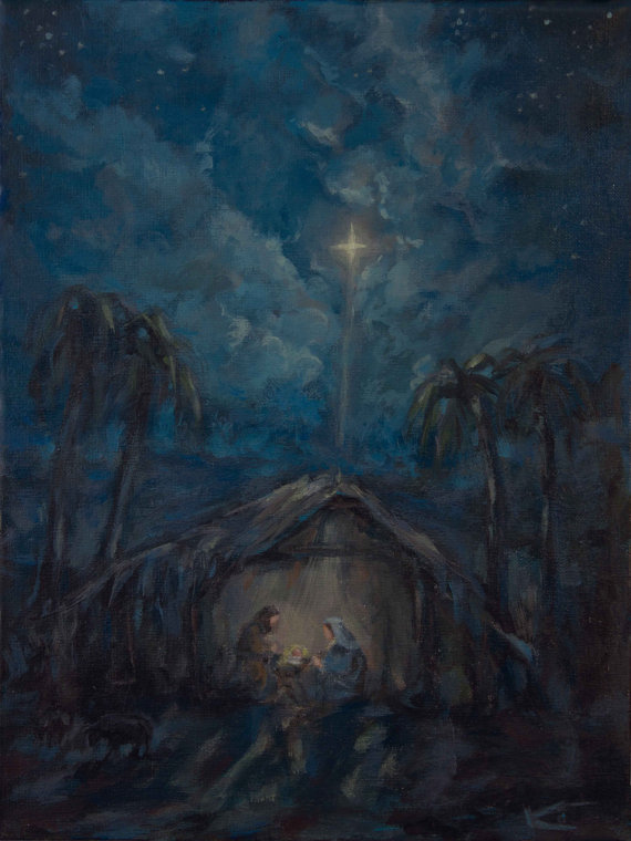 570x760 Star Of Bethlehem 8 X 10 Print Nativity Print - Star Of Bethlehem Painting