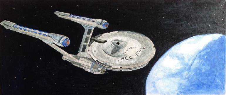 770x324 Saatchi Art Star Trek Enterprise On The Orbit Of The M Class - Star Trek Enterprise Painting