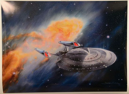 550x402 Tng Cast Signed Enterprise E Art Available Coming Soon Star Trek - Star Trek Enterprise Painting