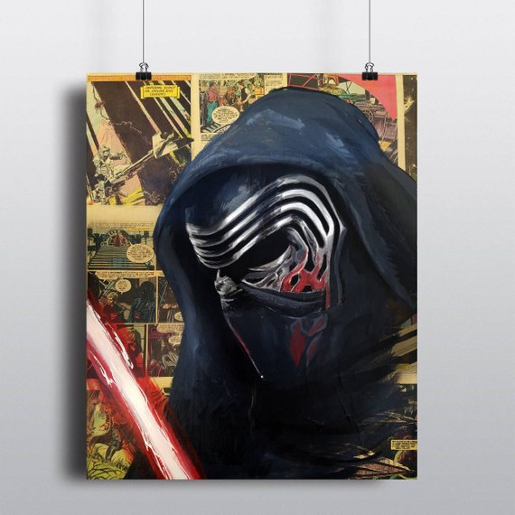 570x570 Kylo Ren Star Wars Acrylic Painting Signed Fine Art Print - Star Wars Acrylic Painting