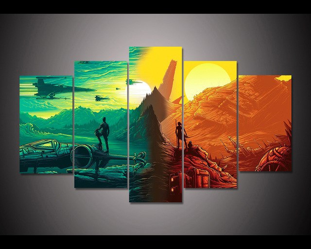 640x512 Canvas Hd Prints Posters Wall Art Framework 5 Pieces Star Wars - Star Wars Acrylic Painting
