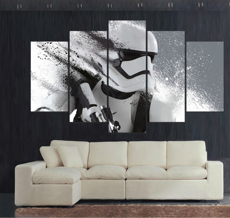 800x759 5 Piece Canvas Art Print Stormtrooper Star Wars Movie Poster Canva - Star Wars Canvas Painting