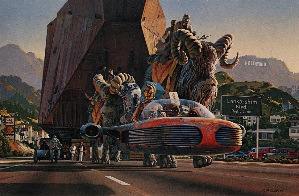 969x636 Star Wars Parade In Los Angeles. (Oil Painting By R.m. Quarrie - Star Wars Oil Painting