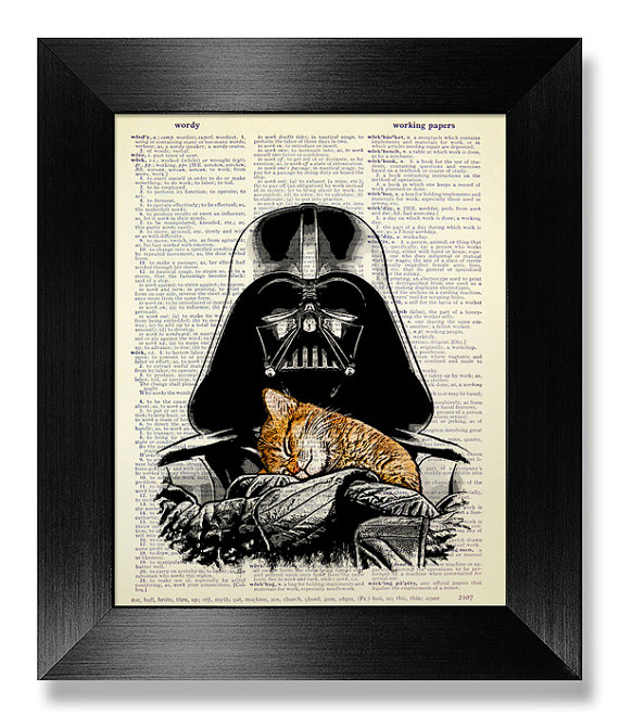 570x661 Star Wars Art Star Wars Print Cat Painting Cat Home Decor - Star Wars Painting Art