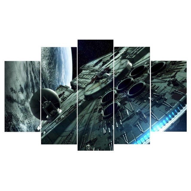640x640 5 Piece Canvas Art Printed Millennium Falcon Star Wars Painting - Star Wars Painting Art