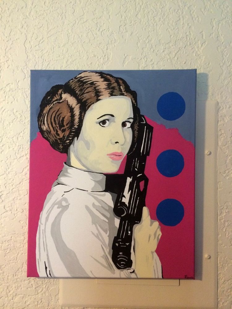 750x1000 Princess Leia (Carrie Fisher) Star Wars Original Pop Art Painting - Star Wars Pop Art Painting