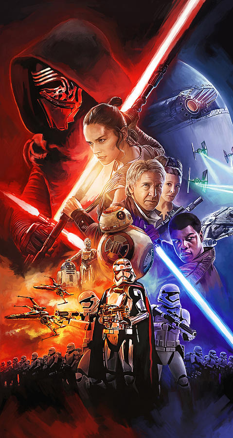 479x900 Star Wars The Forcewakensrtwork Painting By Sheraz - Star Wars The Force Awakens Painting