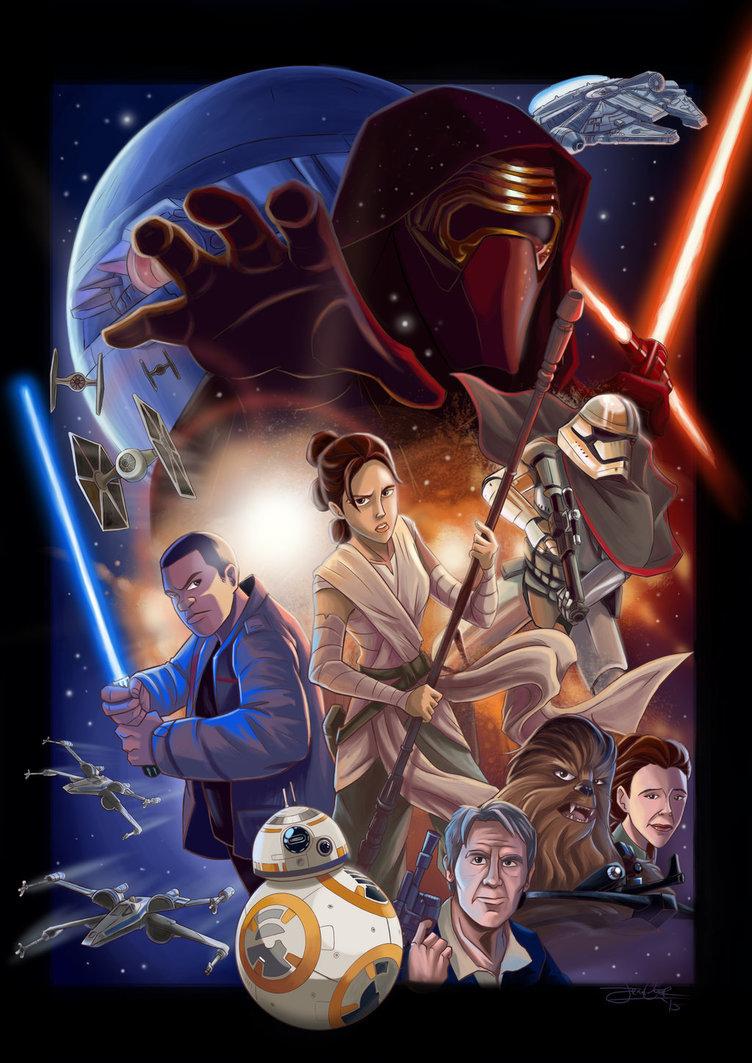 752x1063 The Force Awakens By Lillidan86 - Star Wars The Force Awakens Painting