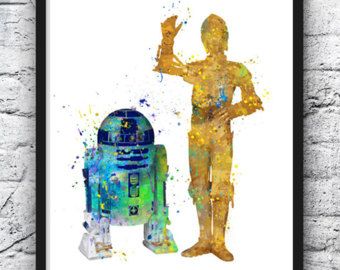 340x270 Star Wars Watercolor Print Han Solo Chewbacca The Force Awakens - Star Wars Watercolor Painting