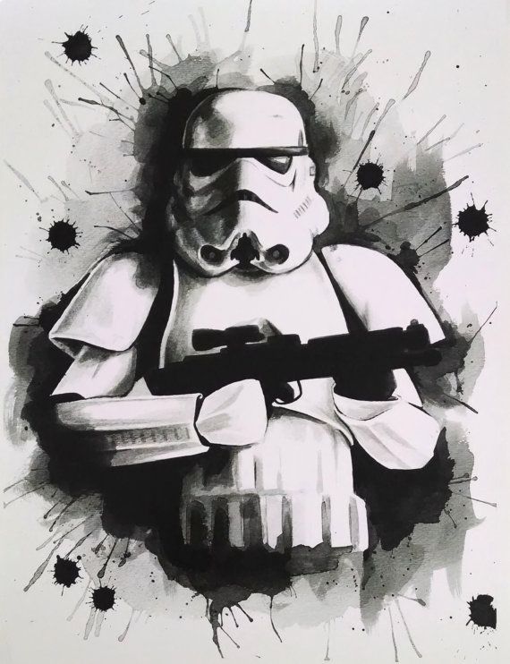 570x742 Storm Trooper Star Wars Watercolor Painting By Idlemindsworkshop - Star Wars Watercolor Painting