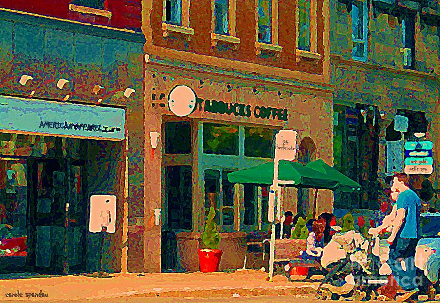 900x621 Starbucks Cafe And Art Gold Shop Strolling With Baby By The 24 Bus - Starbucks Painting