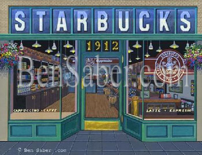 700x537 Starbucks First Store Painting Picture - Starbucks Painting