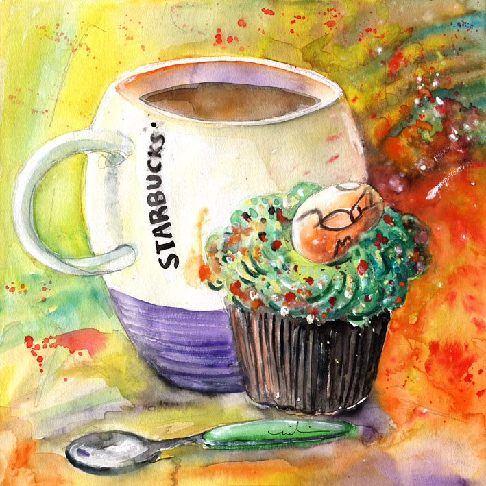 709x709 Starbucks Mug And Easter Cupcake - Starbucks Painting