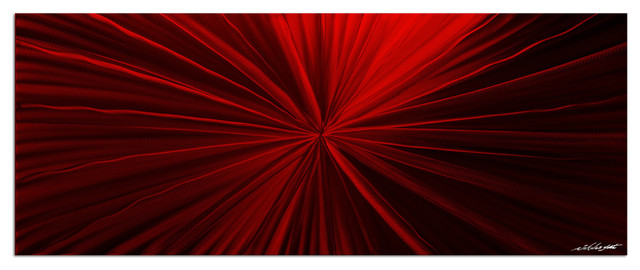640x270 Tantalum Red, Modern Red Starburst Painting, Giclee On Metal - Starburst Painting