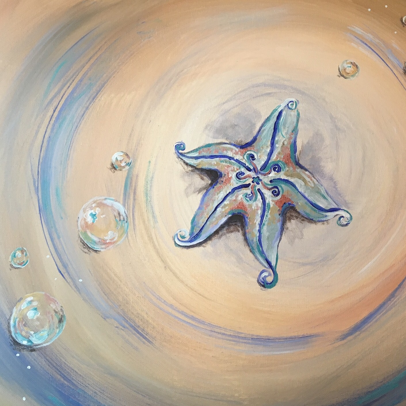 1411x1411 Starfish Painting By Chris Sold Mccormick Meadows - Starfish Painting