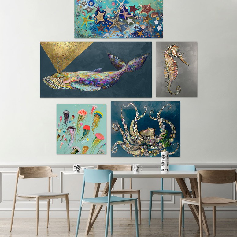 775x775 Metallic Starfish - Starfish Painting Canvas