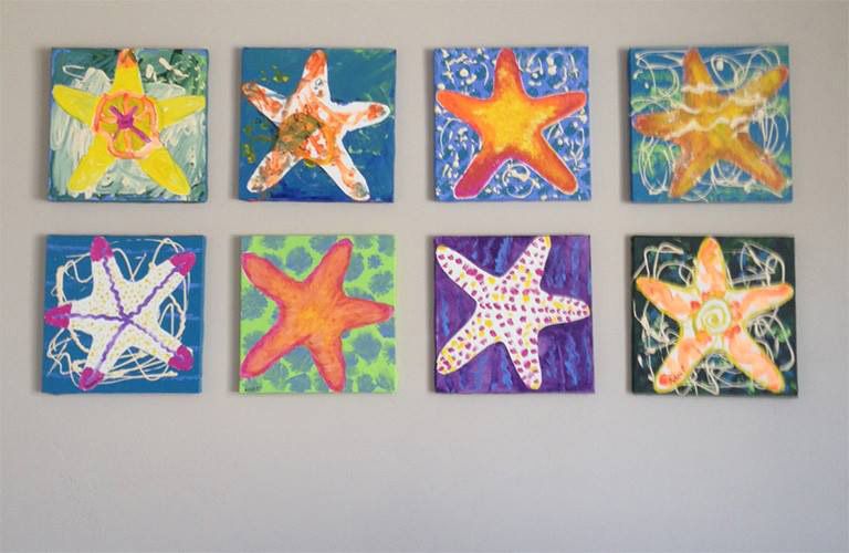 768x500 Starfish Paintings, Completed And Hanging On My Wall. Art Class - Starfish Painting Canvas