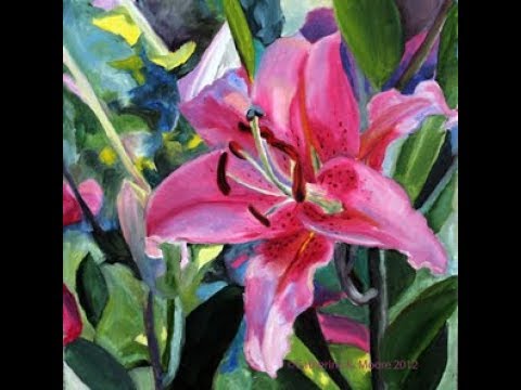 480x360 Bright Lily Painting Of Stargazer In Bold Colors Time Lapse - Stargazer Lily Painting