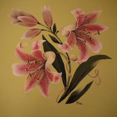 403x403 Stargazer Lily Painting By Fionatrice - Stargazer Lily Painting