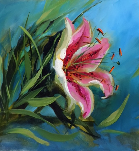 464x505 A Lily A Day Stargazer - Stargazer Painting