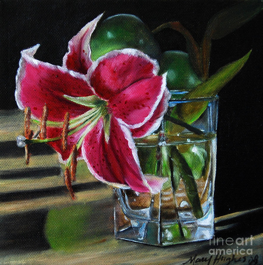 893x900 Stargazer Lily Painting By Mary Hughes - Stargazer Painting
