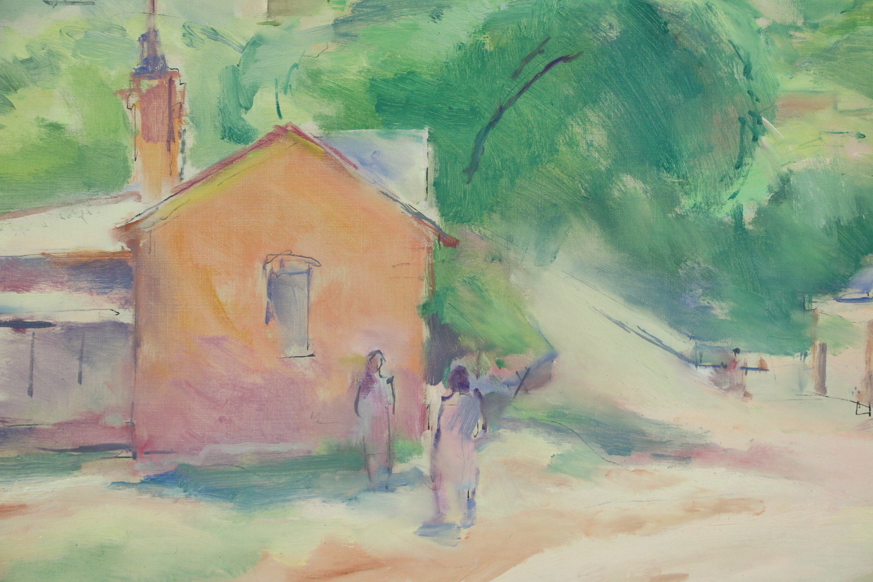 1732x1154 On Armory Hill Original Oil Painting, 1930 Vintage, Signed Jack - Stark Painting