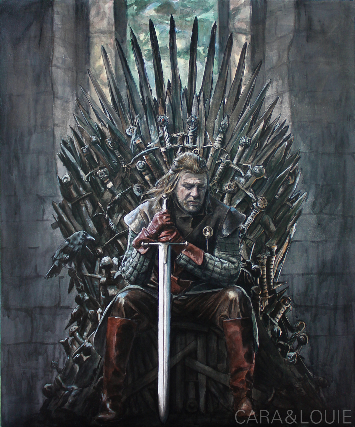 1200x1442 Paintings On The Side Ned Stark From Game Of Thrones - Stark Painting
