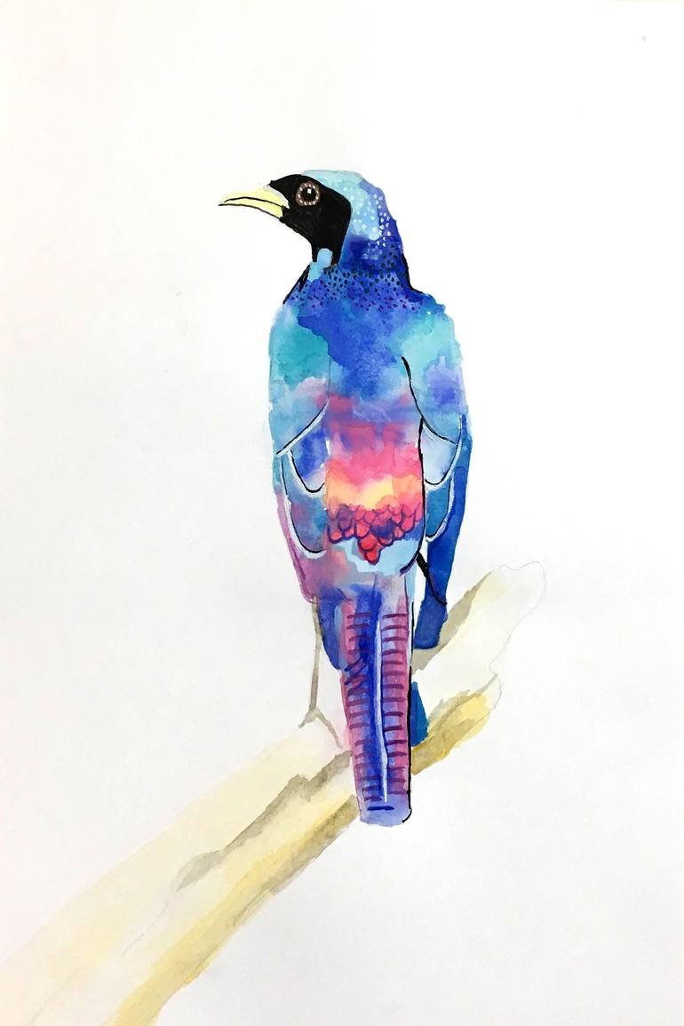 770x1155 Saatchi Art Purple Starling Painting By Fiona L Wishman - Starling Painting