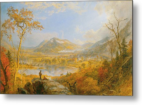 493x365 Starrucca Viaduct Metal Print By Asper Francis Cropsey - Starrucca Viaduct Painting