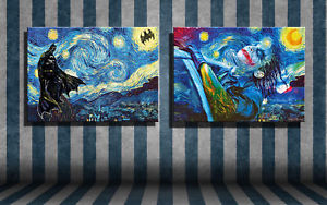 300x188 Original Hd Print Oil Painting On Canvas Xm101,batman And Joker - Starry Night Joker Painting