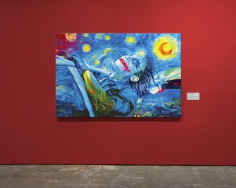 340x270 The Starry Knight 36 Inch X 24 Inch Large Poster Van Gogh - Starry Night Joker Painting