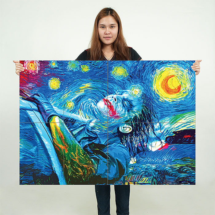 700x700 Joker Starry Night Block Giant Wall Art Poster - Starry Night Joker Painting