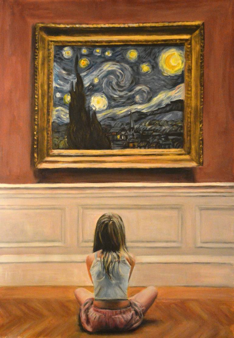 770x1112 Saatchi Art Watching Van Gogh Starry Night Painting By Escha Van - Starry Night Painting Location