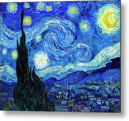 493x463 Van Gogh Starry Night Metal Print By Vincent Van Gogh - Starry Night Painting Location