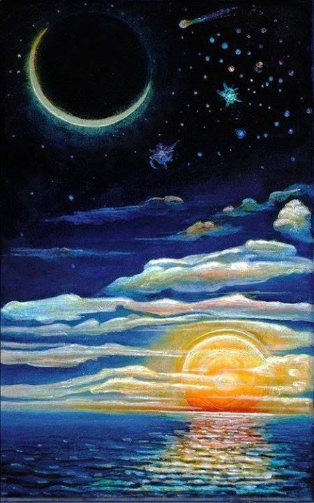 450x720 I Love You Like The Sky Loves The Stars. Mind Of A Mystic - Stars And Moon Painting