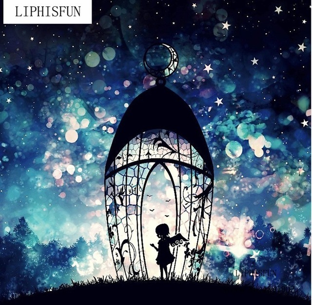 640x625 New Mosaic Full Diamond Embroidery Scenic Dream Trip Star Moon - Stars And Moon Painting