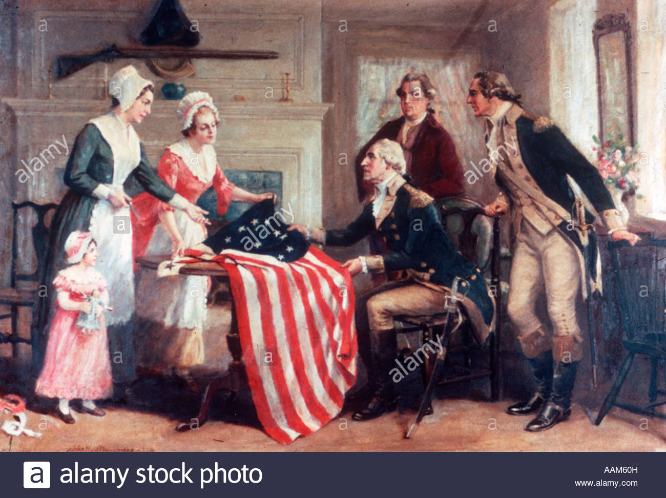 1300x972 Painting Of Betsy Ross Amp The First Stars Amp Stripes 1777 By - Stars And Stripes Painting