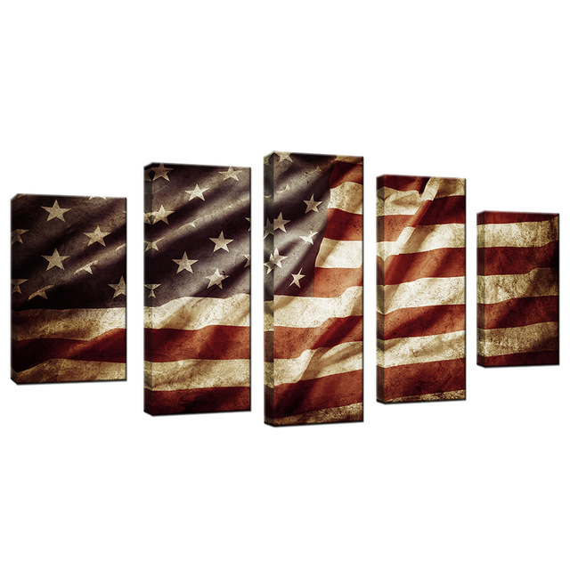 640x640 Vintage Retro American Flag Canvas Painting Usa Flag Stars - Stars And Stripes Painting