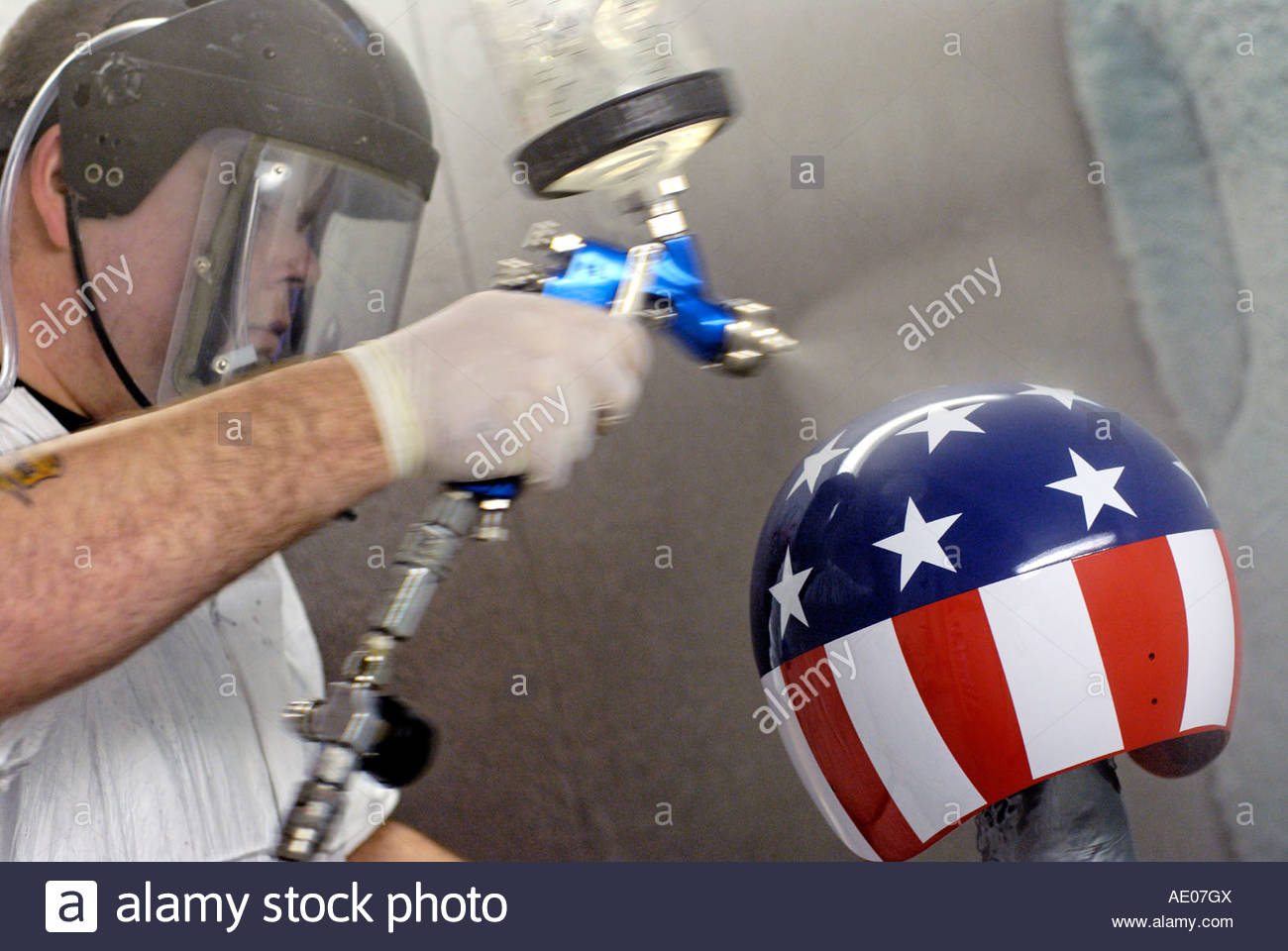 1300x960 Painting Of A Motorcycle Helmet With Stars And Stripes Design By - Stars And Stripes Painting