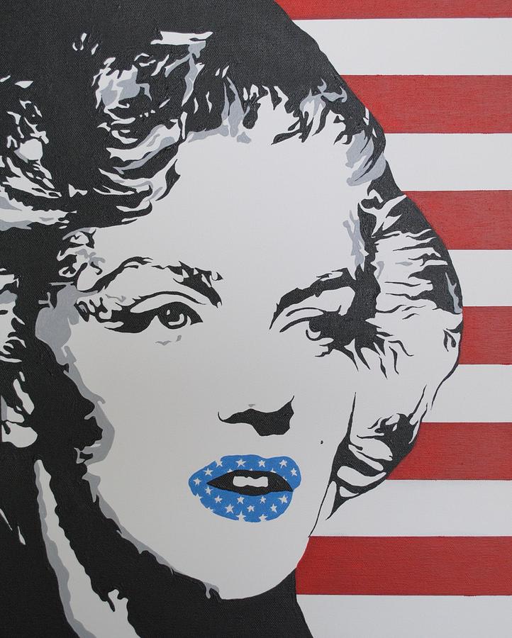 722x900 Marilyn Monroe Stars And Stripes Painting By Desmond George - Stars And Stripes Painting